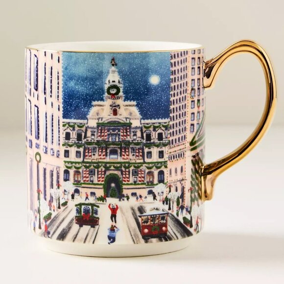 Anthropologie Holiday in the City Mug 2025 PHILLY Stoneware 13 oz New - Picture 1 of 5